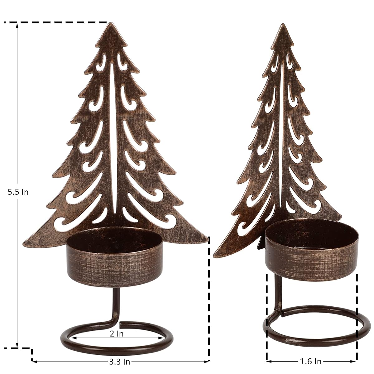 Lulu Home Christmas Tea Light Candle Holders, 6 Pack 5.5" H Metal Christmas Tree Tealighht Candle Stands, Miniature Xmas Pine Tree Tabletop Mantel Holiday Housewarming Ornament Decorations - detail image 1