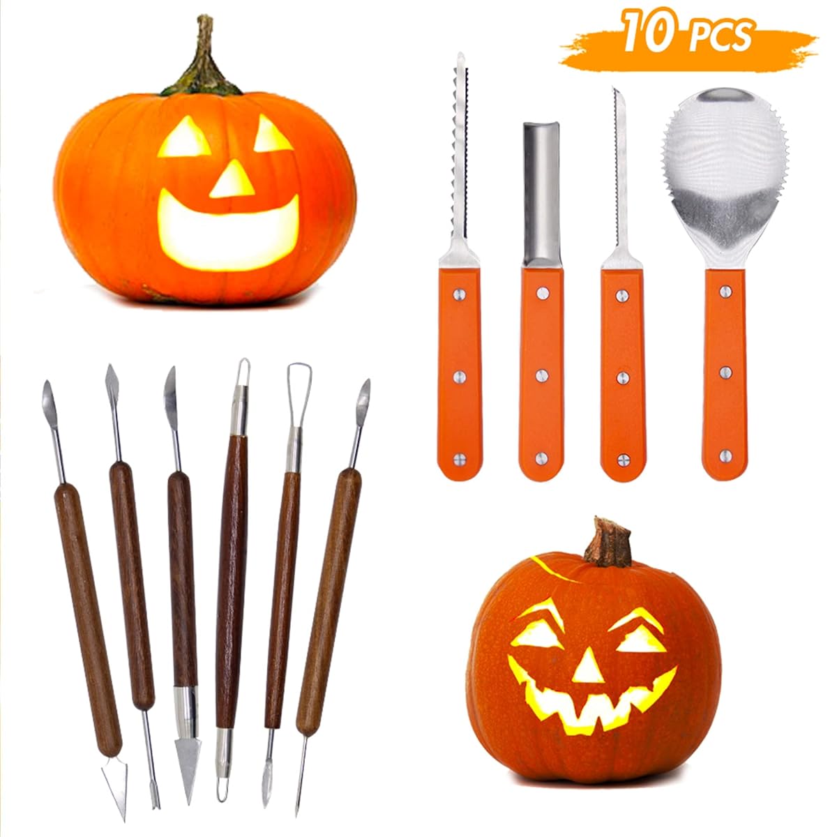 Lulu Home Halloween Pumpkin Carving Kit, 10 Pieces Professional Pumpkin Cutting Supplies for Jack-O-Lanterns with Bag - imagen de detalle 2