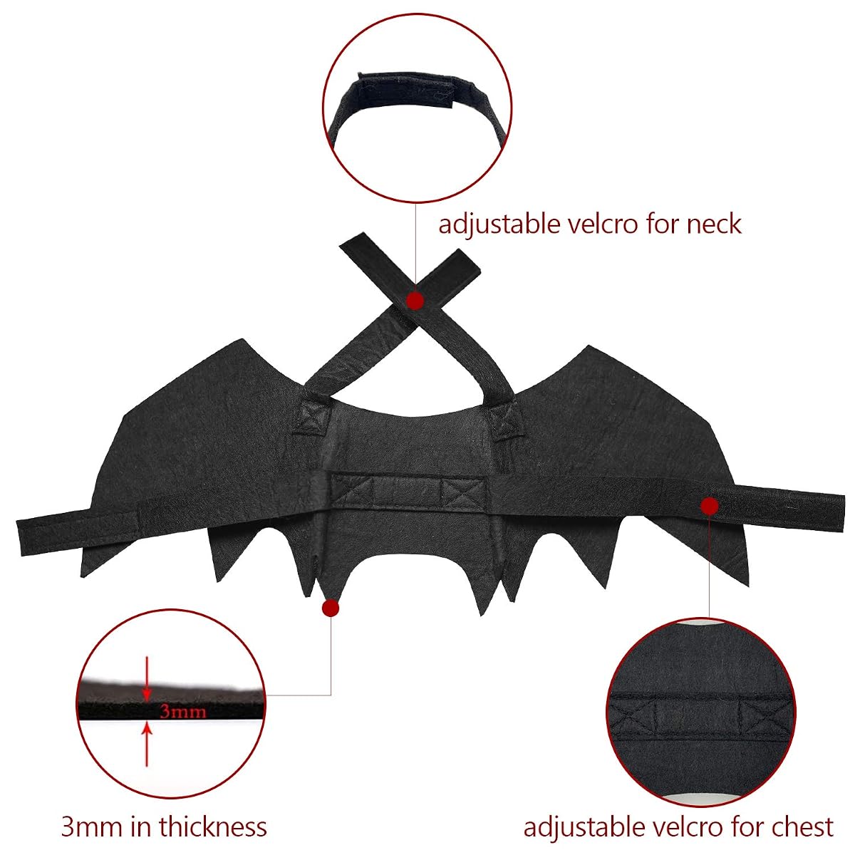 Lulu Home Pet Bat Wings for Halloween Party Decoration, Puppy Collar Leads Cosplay Bat Costume,Cute Puppy Cat Dress Up Accessories - imagem de detalhe 2