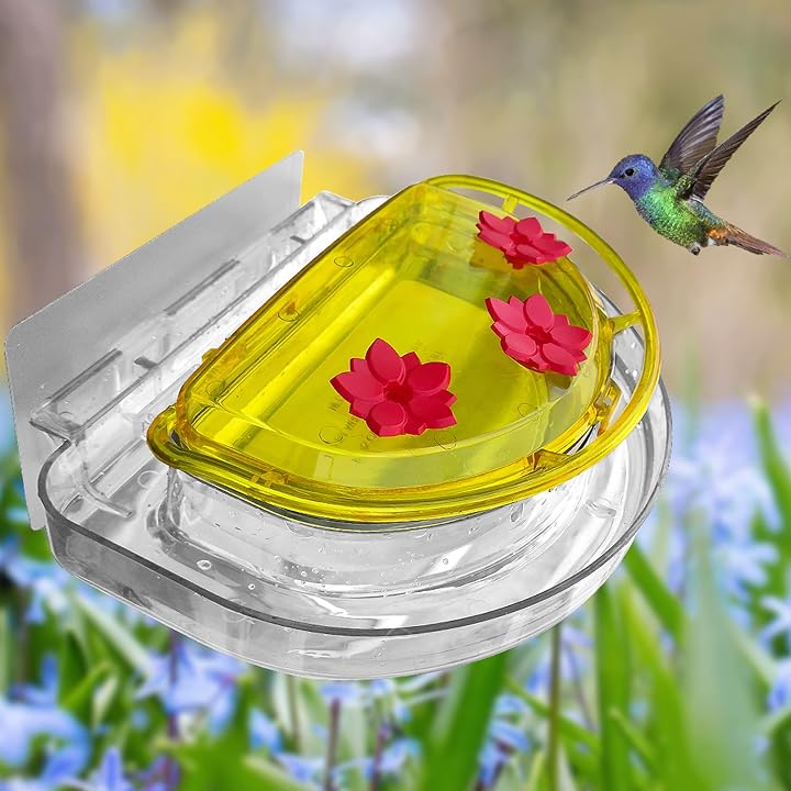 Lulu Home Hummingbird Feeder, 8 Fluid Ounces Flower Bird Feeder with 3 Feeding Stations for Outdoors