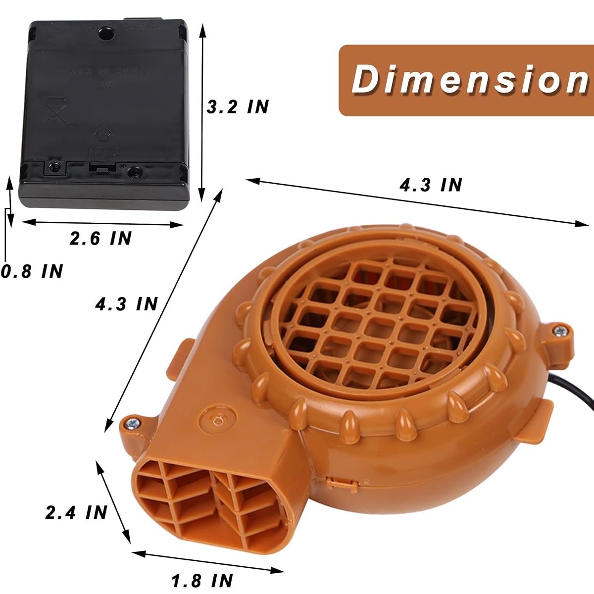 Lulu Home Blower Fan for Inflatable Costume, Mini Air Blower Portable Battery Operated USB Fan Replacement for All Kinds of Halloween Inflatable Suits Inflatable Dinosaur T-Rex Costumes, Brown - 细节图 1