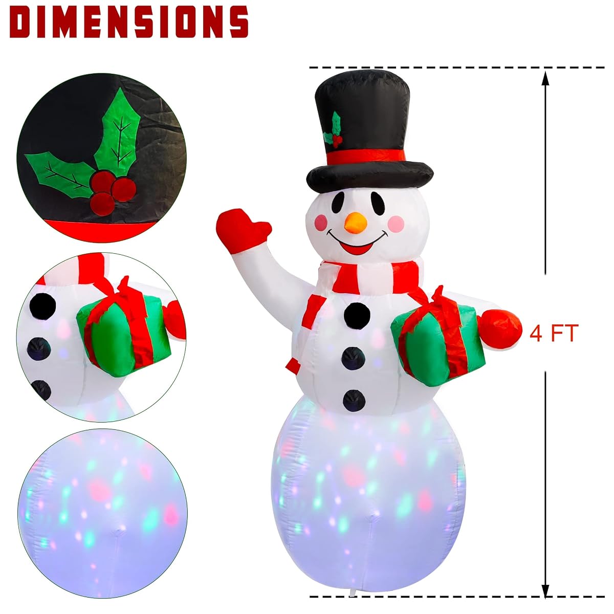 Lulu Home Christmas Yard Decorations, 5 FT Inflatable Lighted Snowman with Rotating Projection Lamp, Xmas Blow Up Inflatable Snowman Outdoor Indoor Decorations - imagen de detalle 1