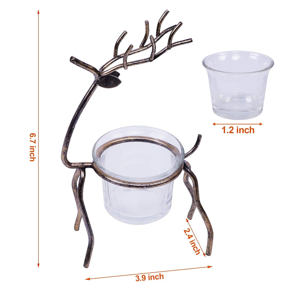 Lulu Home Set of 6 Metal Reindeer Tea Light Candle Holders, 6.7" H Christmas Candle Holders, Christmas Reindeer Decoration for Table, Mantel, Window Sill Holiday, Wedding, Housewarming - imagen de detalle 1