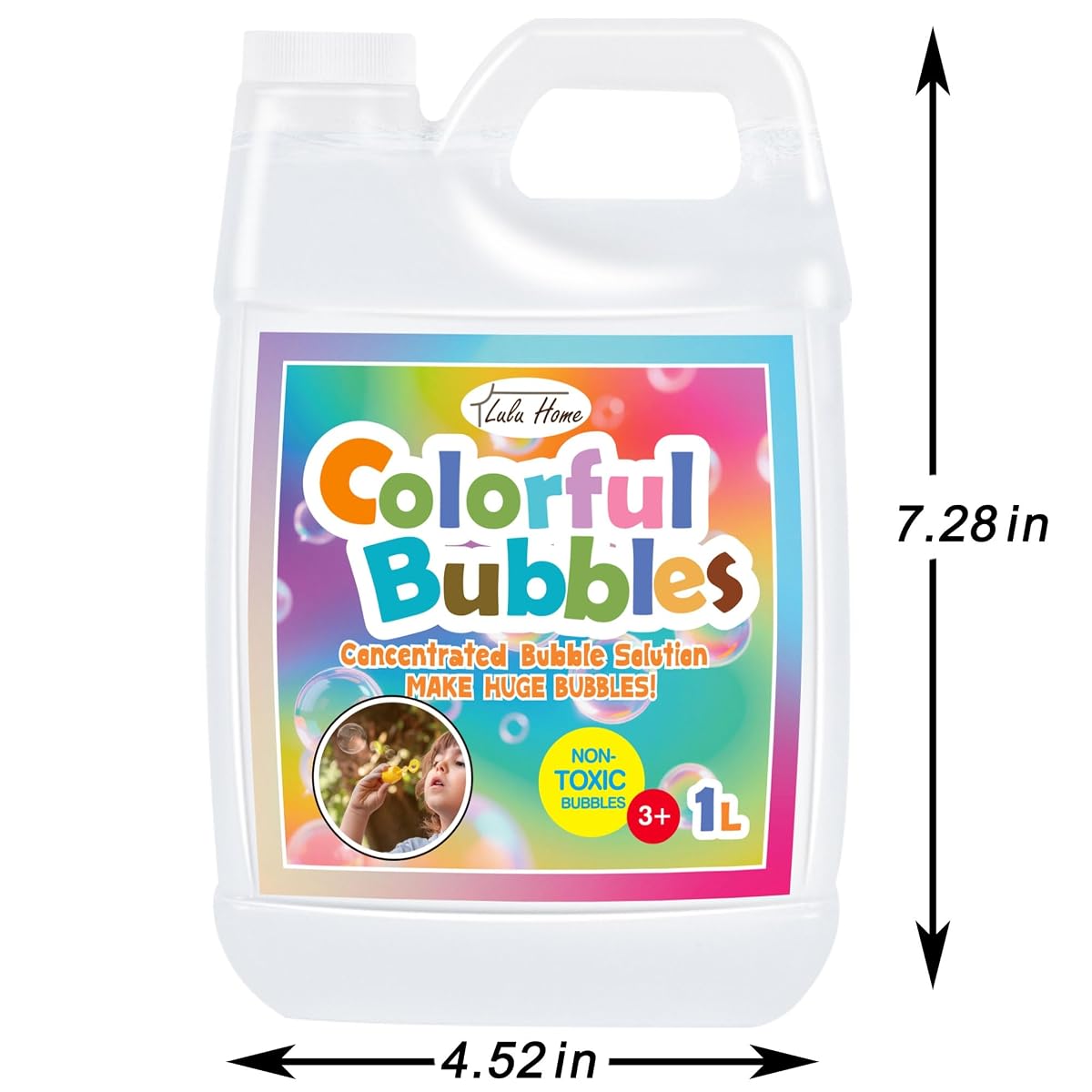 Lulu Home Concentrated Bubble Solution, 1 L/ 33.8 OZ Refill for Bubble Machines, Giant Wands, and Blowers - Up to 2.5 Gallons for Kids' Birthday Parties - imagen de detalle 1