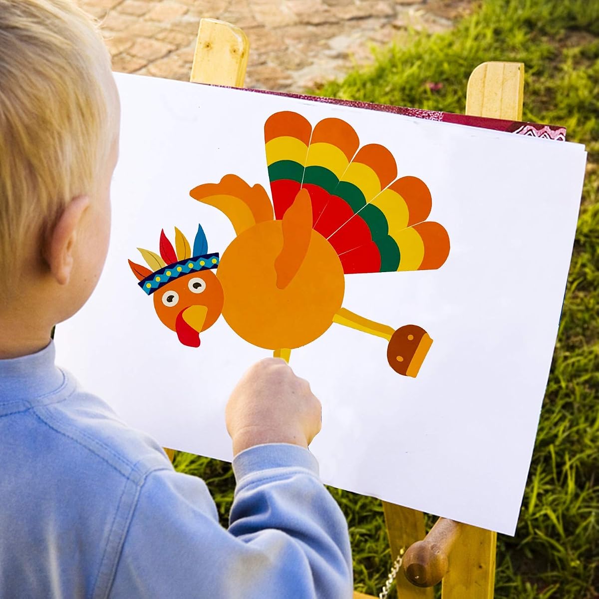 Lulu Home Thanks-Giving Game, 20 Sheets Make-A-Turkey Stickers, Kids DIY Turkey Sticker Craft for Fall Party, Family Gethering and Class Game - imagem de detalhe 3