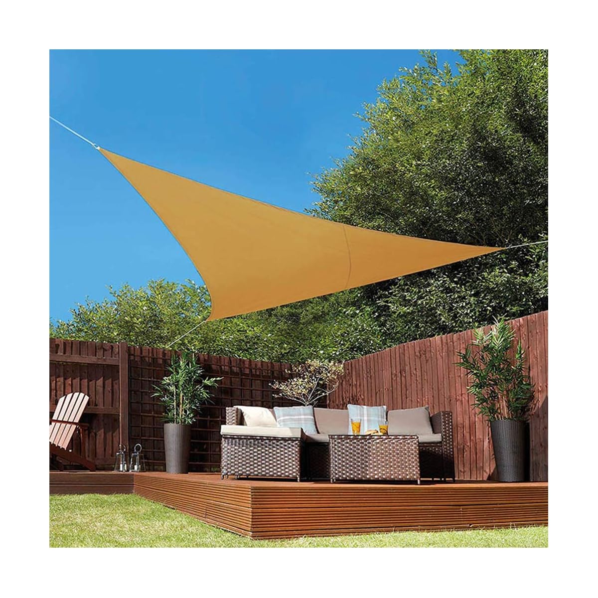 Lulu Home 10'x10'x10' Triangle Sun Shade Sail, UV Block Shade Sail, Outdoor Sun Shade Canopy for Patio Backyard Garden, Sand - imagem de detalhe 6