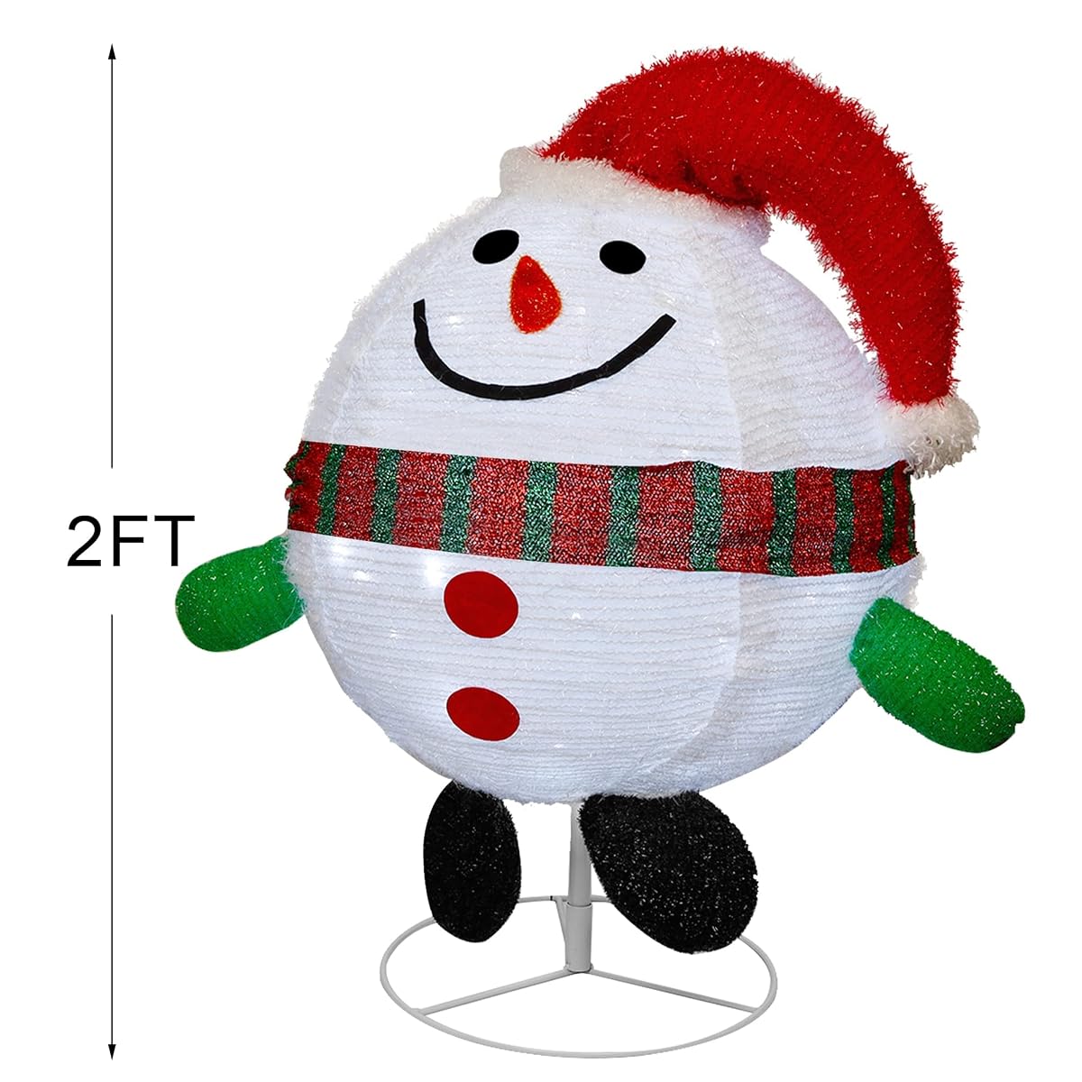 Lulu Home Christmas Collapsible Snowman Decoration, 23.6inch 48 LED Lighted Ball-Like Snowman Ornaments with Clear Lights, Pre-lit Foldable Adorable Xmas Indoor Outdoor Yard Decor - detail image 2