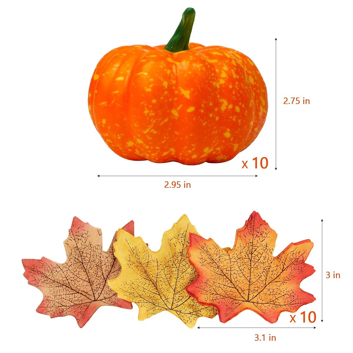 Lulu Home Fall Day Pumpkin Decorations, 12 Packs Artificial Mini Pumpkins and 30 Pcs Fake Maple Leaves, Autumn Plastic Pumpkin Decorating for Harvest - imagen de detalle 4