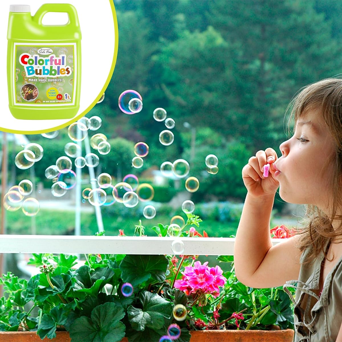 Lulu Home Concentrated Bubble Solution, 1 L/ 33.8 OZ Refill for Bubble Machines, Giant Wands, and Blowers - Up to 2.5 Gallons for Kids' Birthday Parties - imagen de detalle 4