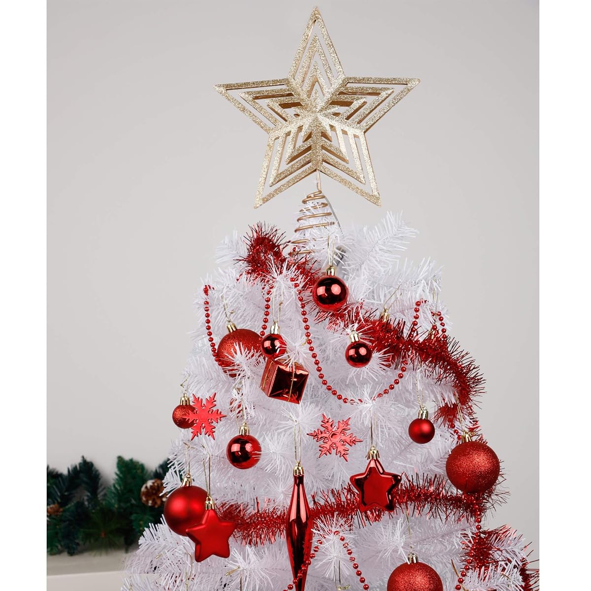 Lulu Home Christmas Tree Topper, 11.8" X 9.5" Golden Christmas LED Star Tree Topper, 20 LED Lighted Xmas Tree Star Topper Christmas Tree Ornament Decoration - imagen de detalle 2