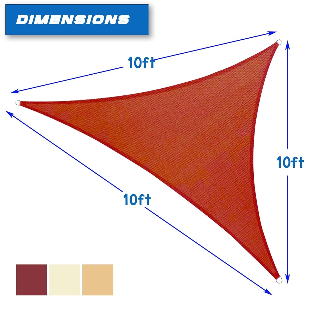 Lulu Home 10'x10'x10' Triangle Sun Shade Sail, UV Block Shade Sail, Outdoor Sun Shade Canopy for Patio Backyard Garden, Terra - imagem de detalhe 1