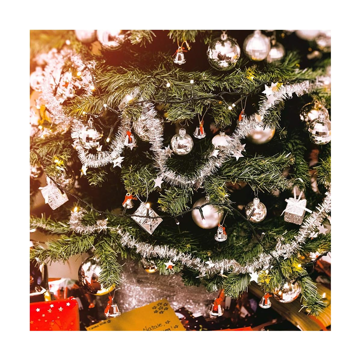 Lulu Home Christmas Ball Ornaments, 24 Ct 2.36" Pre-Strung Hanging Ornament Decorations, Xmas Shatterproof Plastic Balls for Holiday Party Wreath Garlands Trees, Silver - 细节图 6
