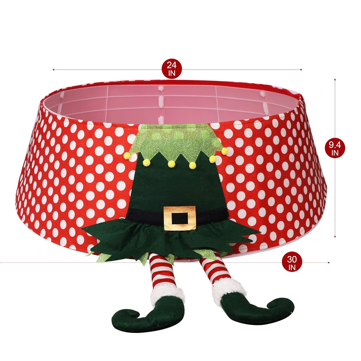 Lulu Home 30 Inch Christmas Tree Collar with PC Boards, Elf Boots Christmas Tree Stand Cover, Christmas Tree Ring Bottom Decoration - imagem de detalhe 1