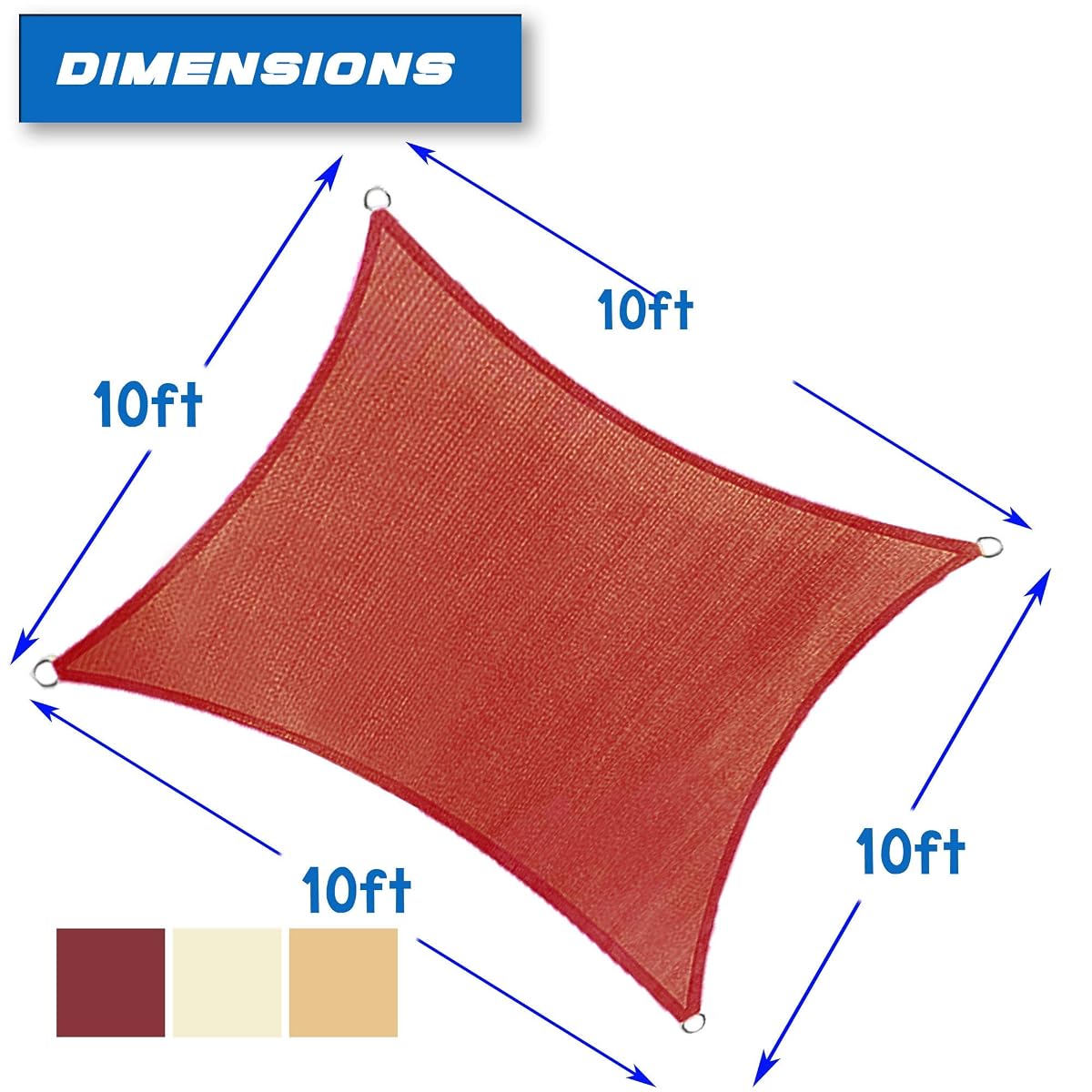 Lulu Home 10FTx10FT Rectangle Sun Shade Sail Canopy, UV Block Shade Sail, Outdoor Sun Shade Canopy for Patio Backyard Garden, Terra - imagem de detalhe 1