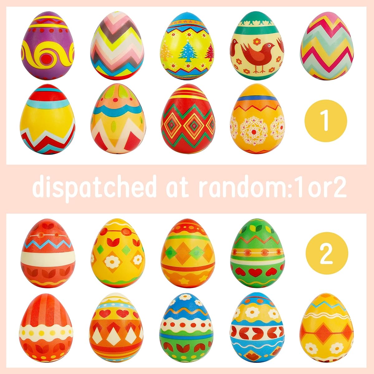 Lulu Home Easter Stress Relief Eggs, 3" Slow Rising Colorful Easter Eggs with Gorgeous Patterns, Squishy Eggs for Kids Easter Egg Hunt Basket Stuffer Fillers Party Favors, 9 out of 18 - imagem de detalhe 2