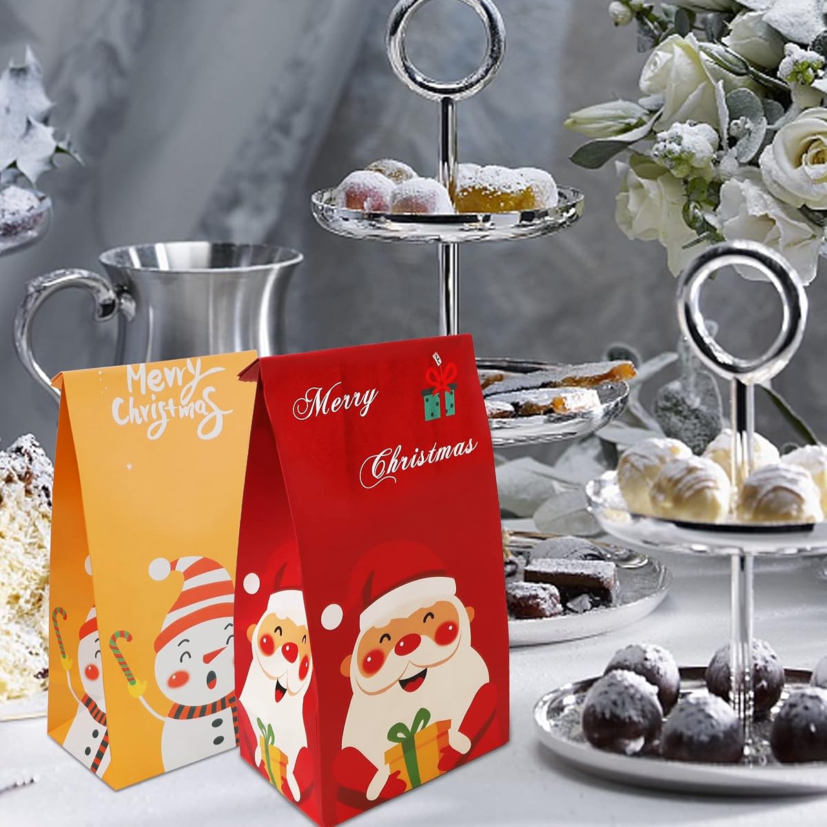 Lulu Home Christmas Treat Bags, 72 PCS Xmas Party Treat Paper Bags, Assorted Party Holiday Favors Bags - imagem de detalhe 5