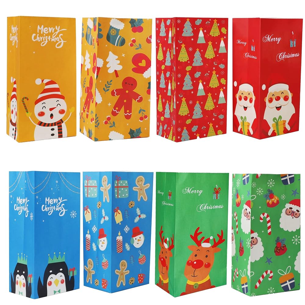 Lulu Home Christmas Treat Bags, 72 PCS Xmas Party Treat Paper Bags, Assorted Party Holiday Favors Bags