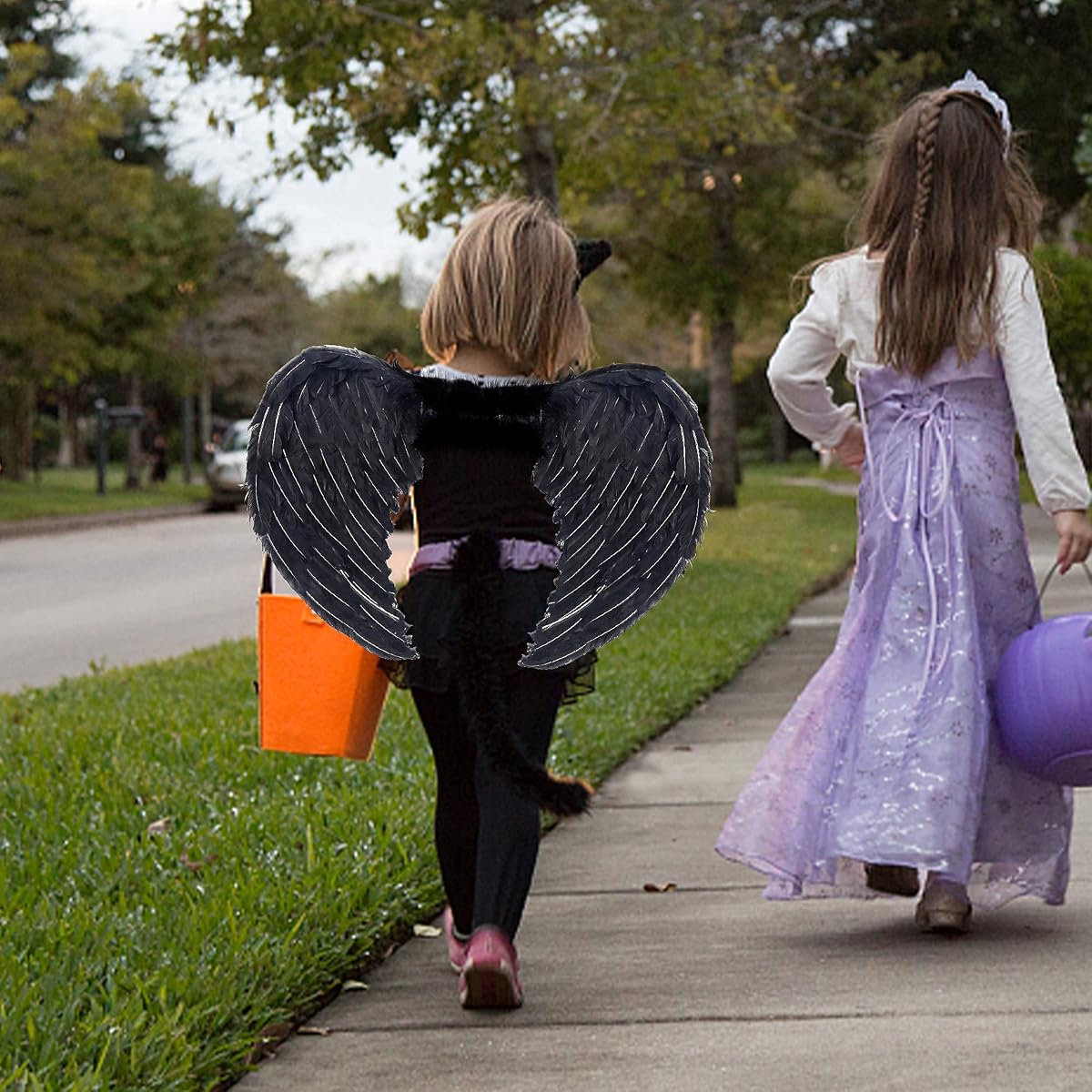 Lulu Home Halloween Bat Wings, Black Bat Wings, Adult Bat Wing Costume Vampirina Costume Devil Wings for Men and Women (Feathered Wings) - detail image 6