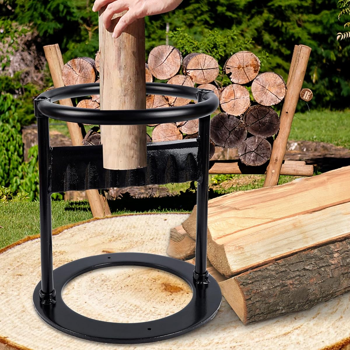 Lulu Home Hand Kindling Splitter, Cast Iron Firewood Splitting Kindling Chopper, Manual Log Wood Cutter on the Ground for Fireplace/Bonfire/Barbecue, 11.8" Dia X 13.7" H - imagen de detalle 4