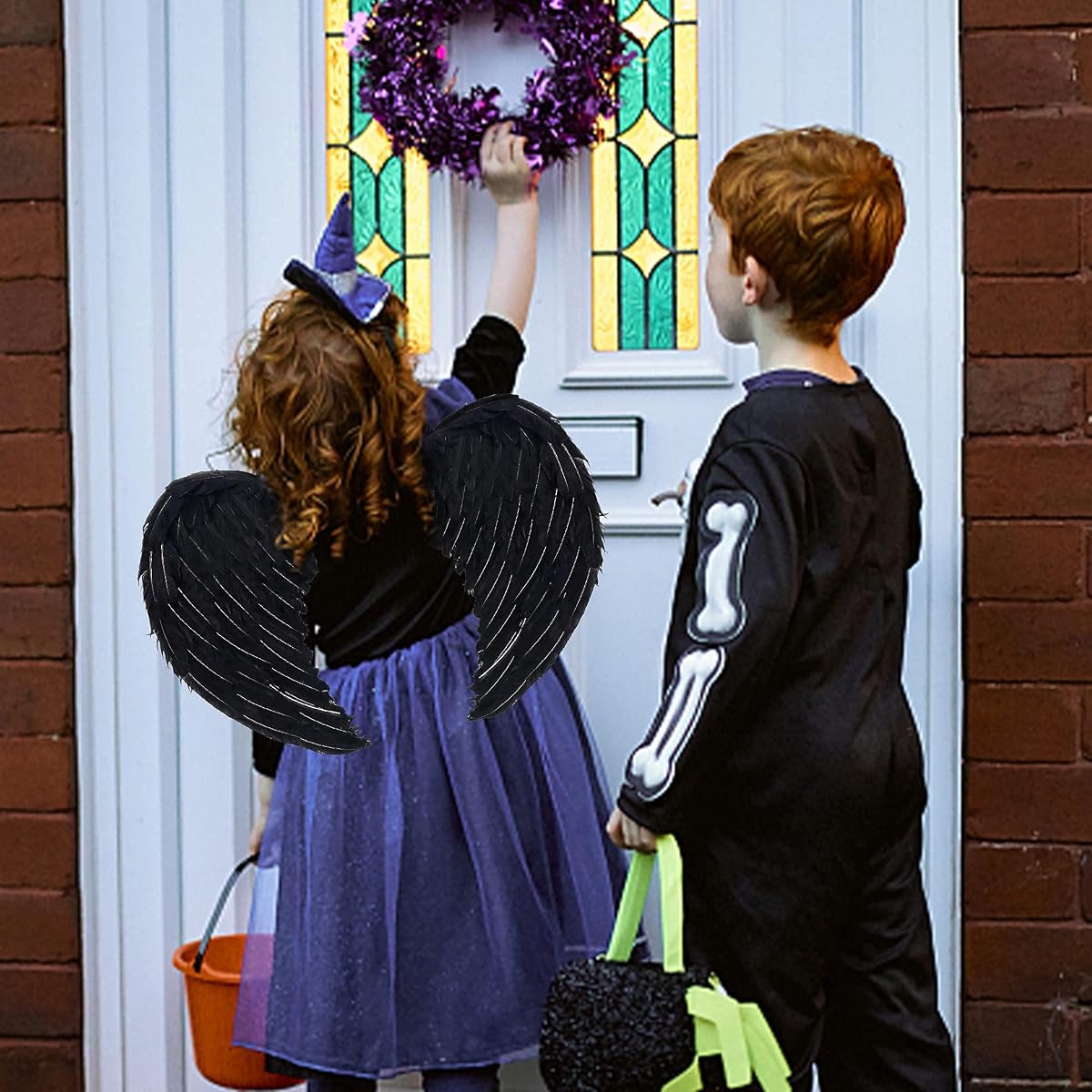 Lulu Home Halloween Bat Wings, Black Bat Wings, Adult Bat Wing Costume Vampirina Costume Devil Wings for Men and Women (Feathered Wings) - detail image 3