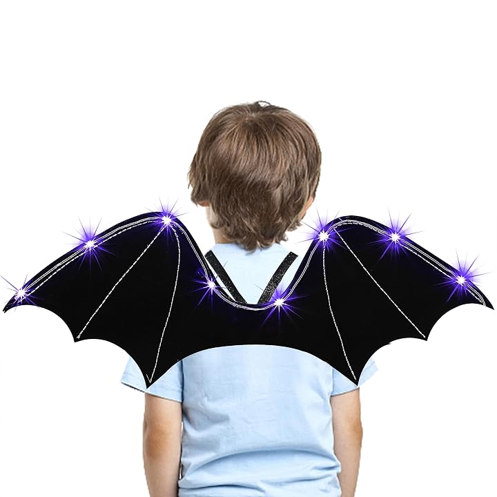 Lulu Home Bat Wings for Kids, Black Wings for Halloween Costume Vampire Witch Dress Up Role Play Props Party Decoration