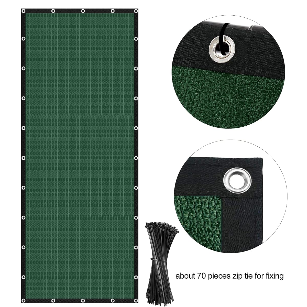 Lulu Home Privacy Fence Screen, 50FT x 6FT HDPE Privacy Mesh Fence in Dark Green with Aluminum Grommets 85% Blockage for Patio, Balcony, Chain Link Fence Outdoor - 细节图 2