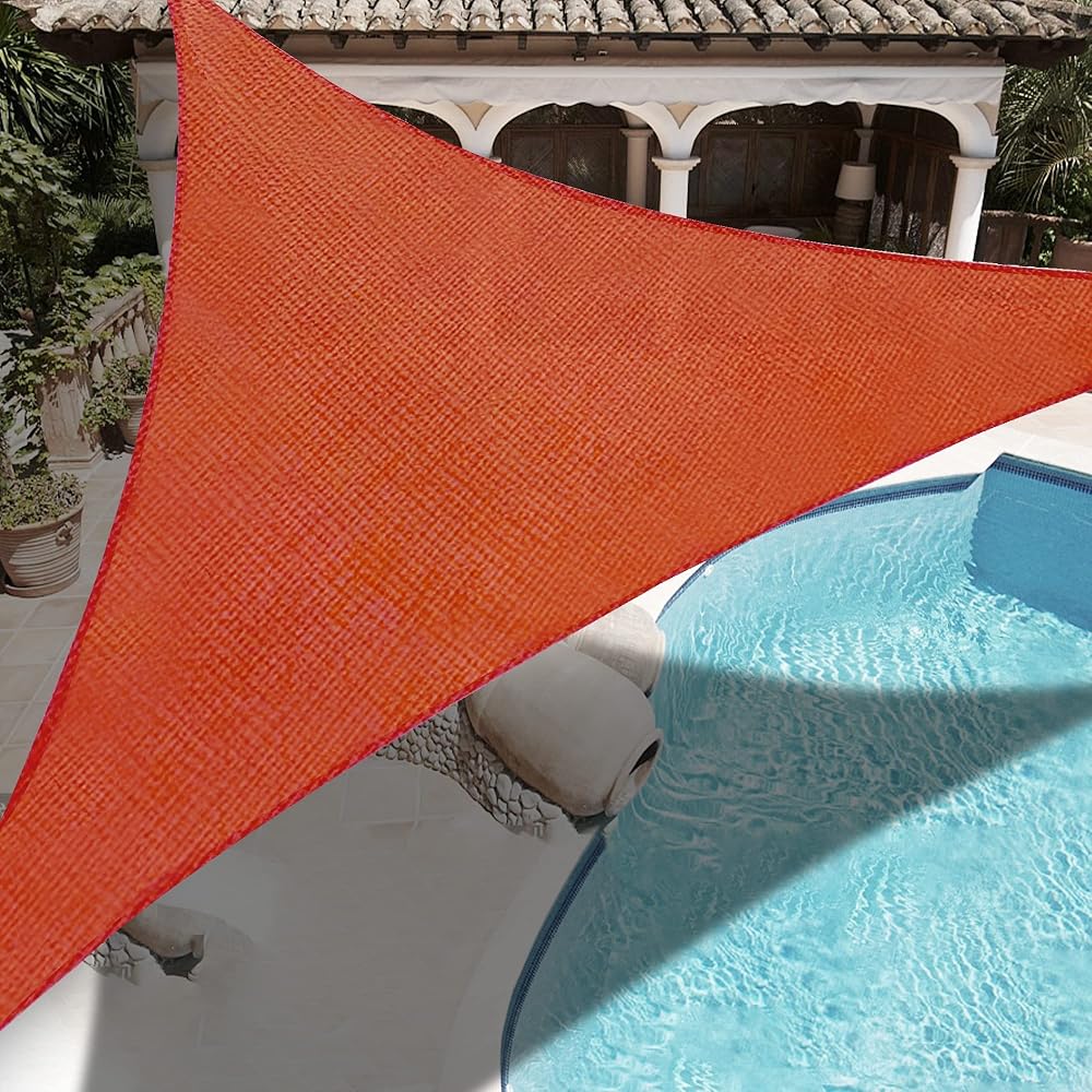 Lulu Home 16'x16'x16' Triangle Sun Shade Sail, UV Block Shade Sail, Outdoor Sun Shade Canopy for Patio Backyard Garden, Terra