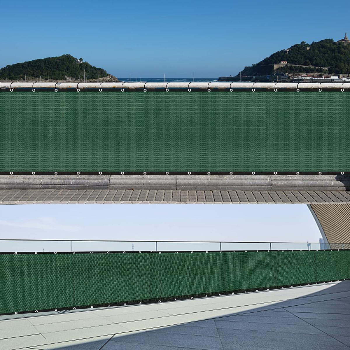 Lulu Home Privacy Fence Screen, 50FT x 6FT HDPE Privacy Mesh Fence in Dark Green with Aluminum Grommets 85% Blockage for Patio, Balcony, Chain Link Fence Outdoor - 细节图 6