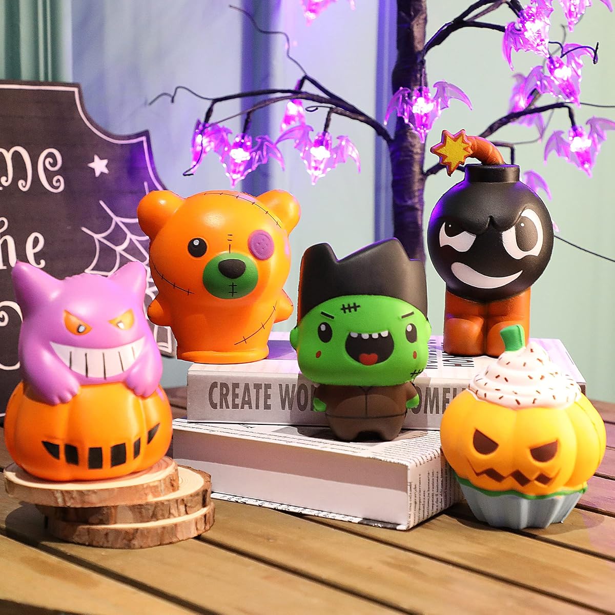 Lulu Home Halloween Party Favors, 5 Pack Jumbo Squishy Slow Rising Toys Set, Halloween Stress Relief Cute Sensory Toys for Boys Girls Trick or Treat Party Supplies - 细节图 3