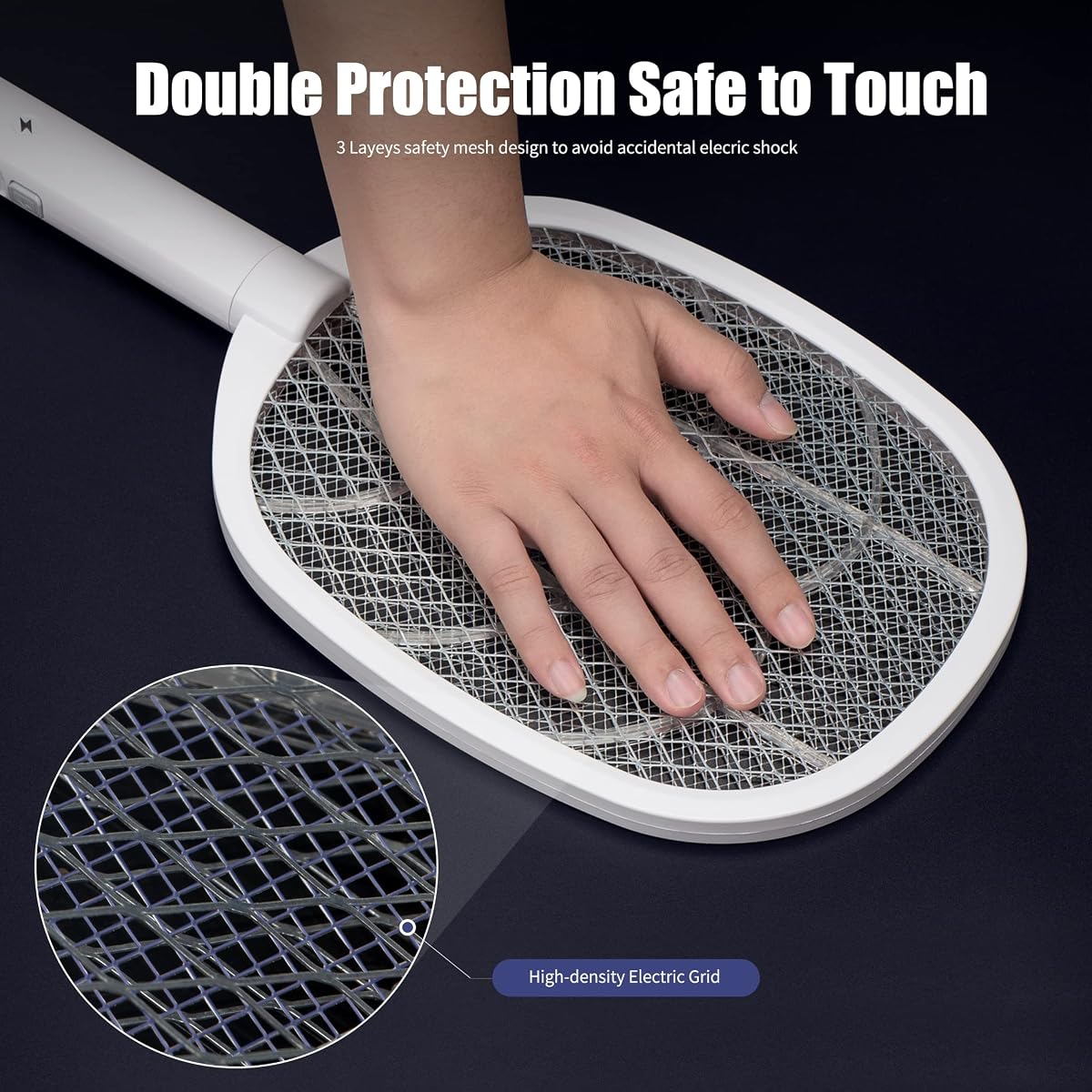 Lulu Home 2-in-1 Electric Bug Zapper Racket, 2 Pack 4000V High Voltage LED Lighted Handheld Mosquito Swatter with 3 Layer Safety Mesh, USB Charging Portable Fly Killer Racquet - detail image 5
