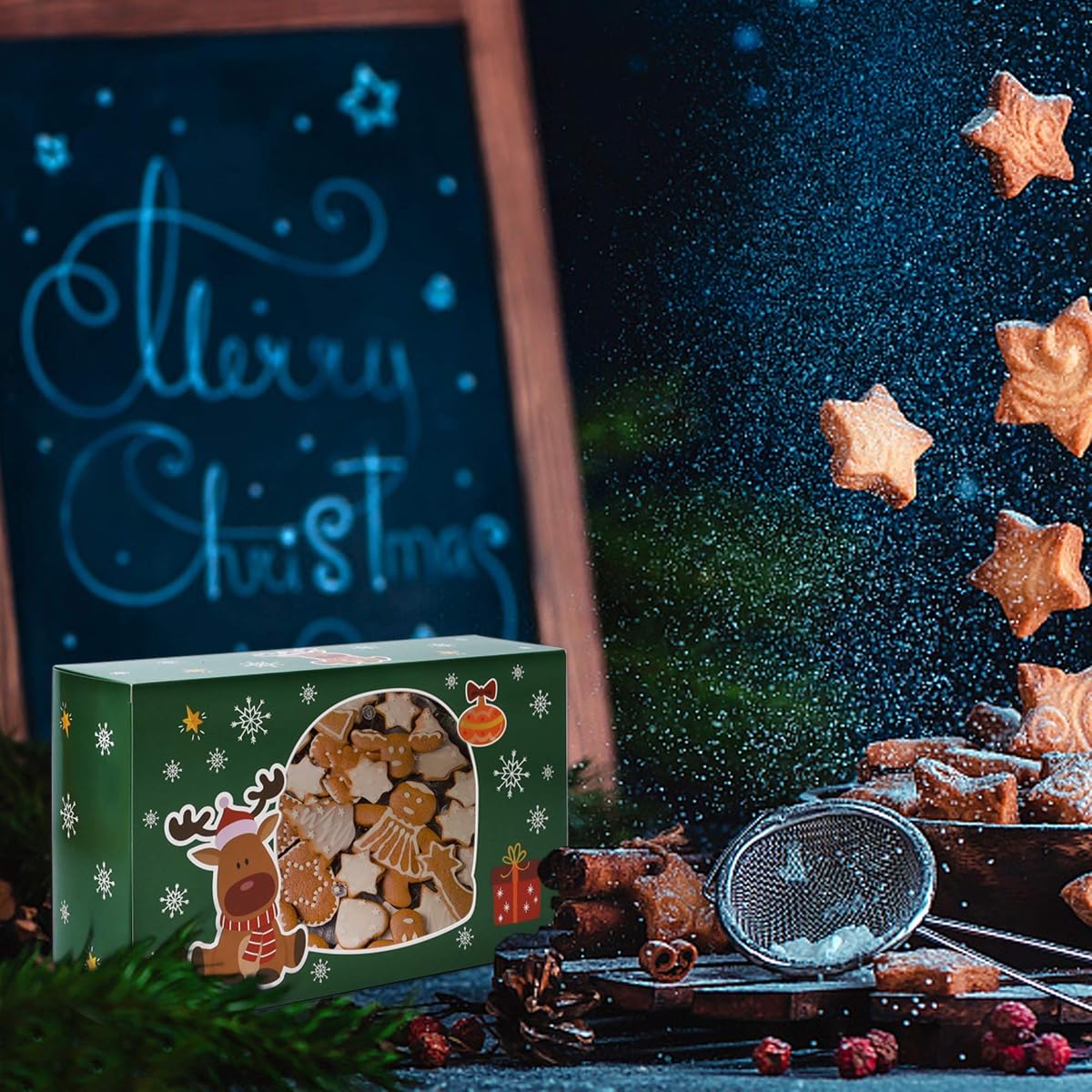 Lulu Home 24 Pieces Christmas Treat Boxes, Transparent Window 3D Xmas House Cardboard for Gifts and Candy, Holiday Party Favor Supplies Candy and Cookies Boxes - imagen de detalle 4