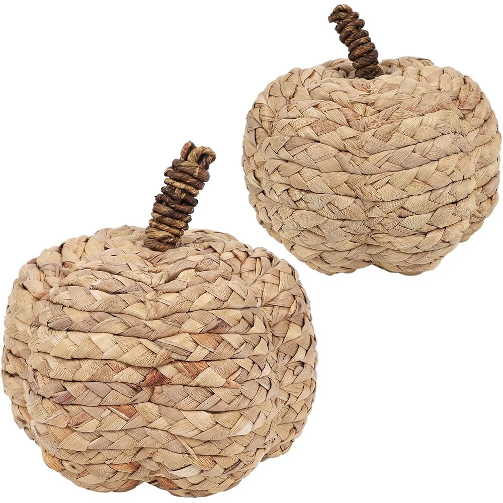 Lulu Home 2 Pcs Handwoven Pumpkins Fall Decor