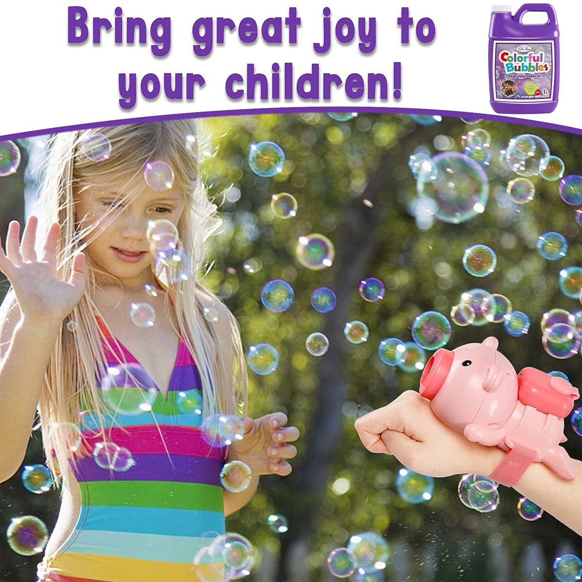 Lulu Home Concentrated Bubble Solution, 1 L/ 33.8 OZ Refill for Bubble Machines, Giant Wands, and Blowers - Up to 2.5 Gallons for Kids' Birthday Parties - imagen de detalle 3
