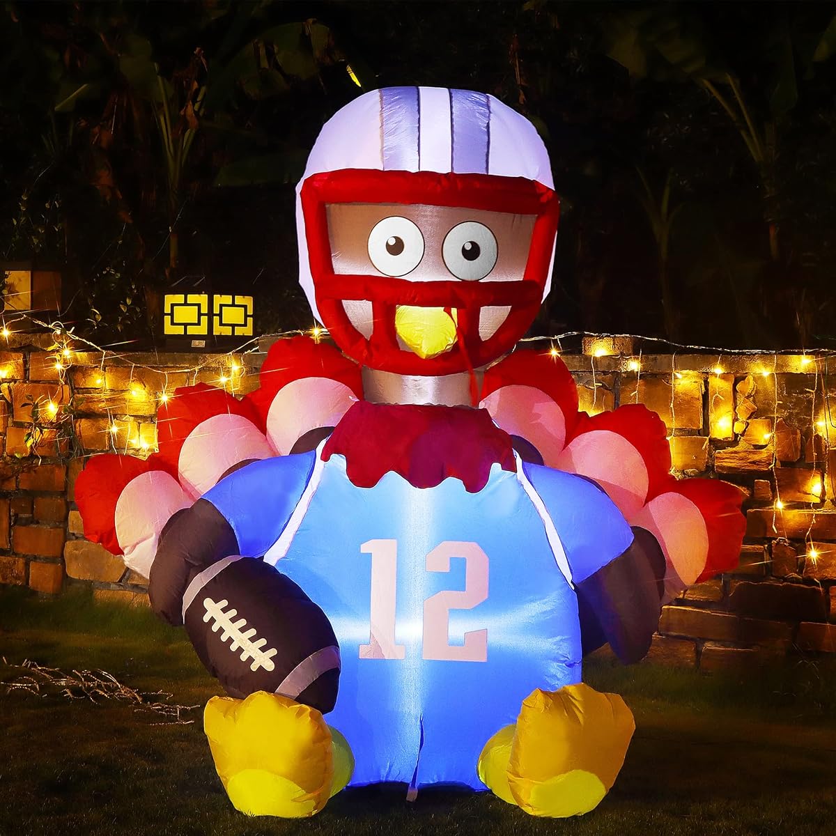 Lulu Home Thanksgiving Inflatable Decoration Outdoor, 5 FT Air Blown American Football Turkey with Built in Lights, Blown Up Helmet Rugby Turkey for Fall Outdoor Holiday Yard Lawn Garden Decoration - imagem de detalhe 4