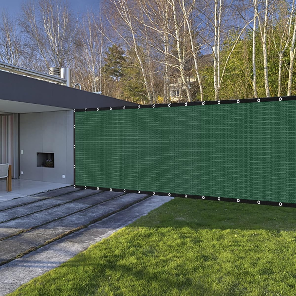 Lulu Home Privacy Fence Screen, 50FT x 6FT HDPE Privacy Mesh Fence in Dark Green with Aluminum Grommets 85% Blockage for Patio, Balcony, Chain Link Fence Outdoor - 细节图 3