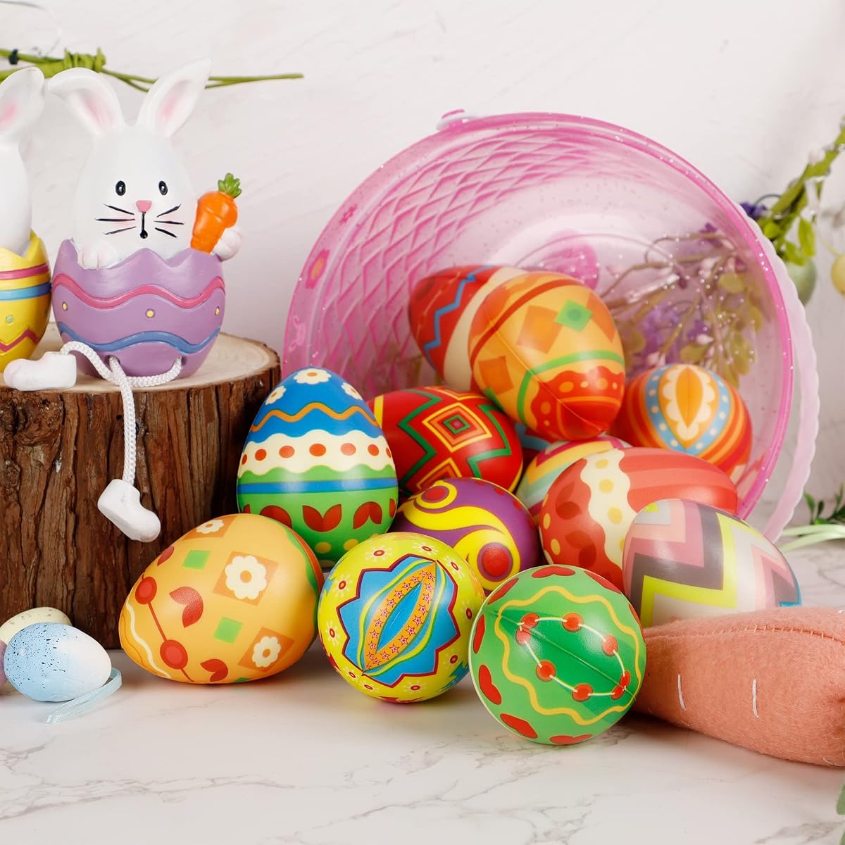 Lulu Home Easter Stress Relief Eggs, 3" Slow Rising Colorful Easter Eggs with Gorgeous Patterns, Squishy Eggs for Kids Easter Egg Hunt Basket Stuffer Fillers Party Favors, 9 out of 18 - imagem de detalhe 5