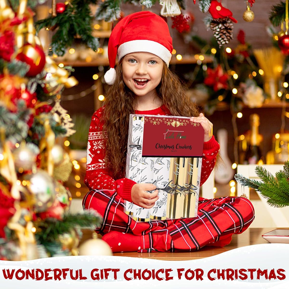 Lulu Home 8 Packs Non-Snap Christmas Crackers Set, Xmas Gift Box Kit for Party Dinner Game Traditions, Each 10.6" H x 1.9" Dia, Golden & Silver Patterned - imagem de detalhe 3