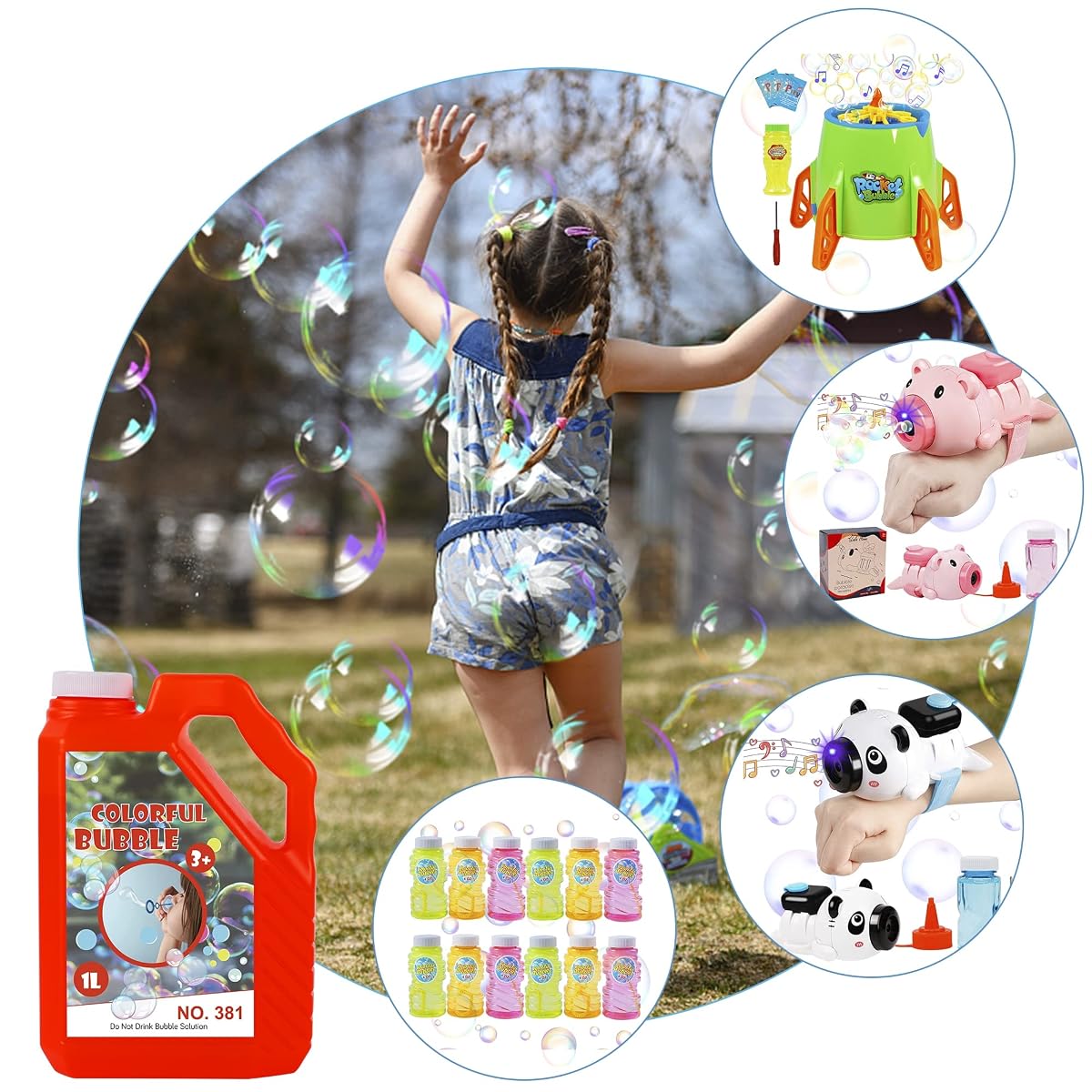 Lulu Home Bubble Concentrated Solution, 1 L/ 33.8 OZ Bubble Refill Solution for Kids Halloween Parties, Bubble Machine, Giant Bubble Wand, Bubble Blower Toys - imagen de detalle 4