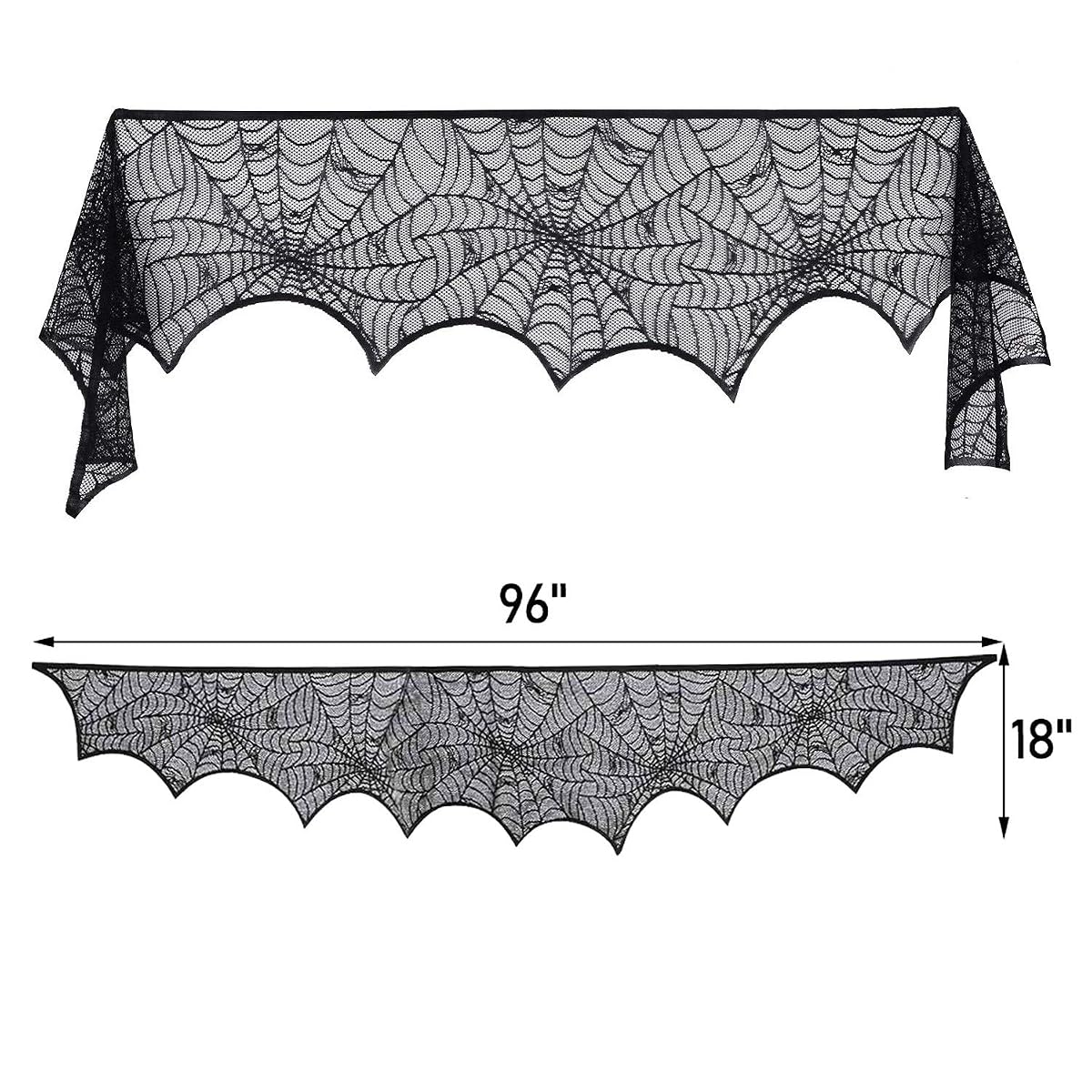 Lulu Home Halloween Fireplace Decorations, Fireplace Mantle Scarf Cover, Black Lace Spider Web for Door, Window and Flowerbeds Decoration, Halloween Party Supplies - 细节图 1