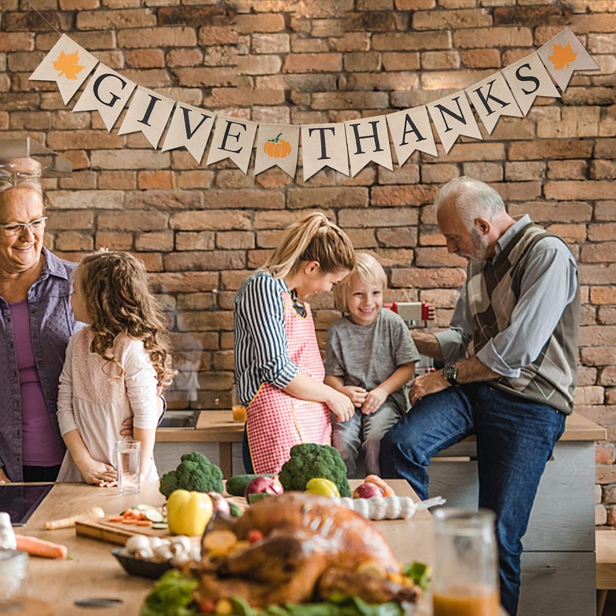 Lulu Home Fall Festive Give Thanks Banner - 6.6 FT Burlap Harvest Banner Decor for Fall Party & Autumn Sign - detail image 2