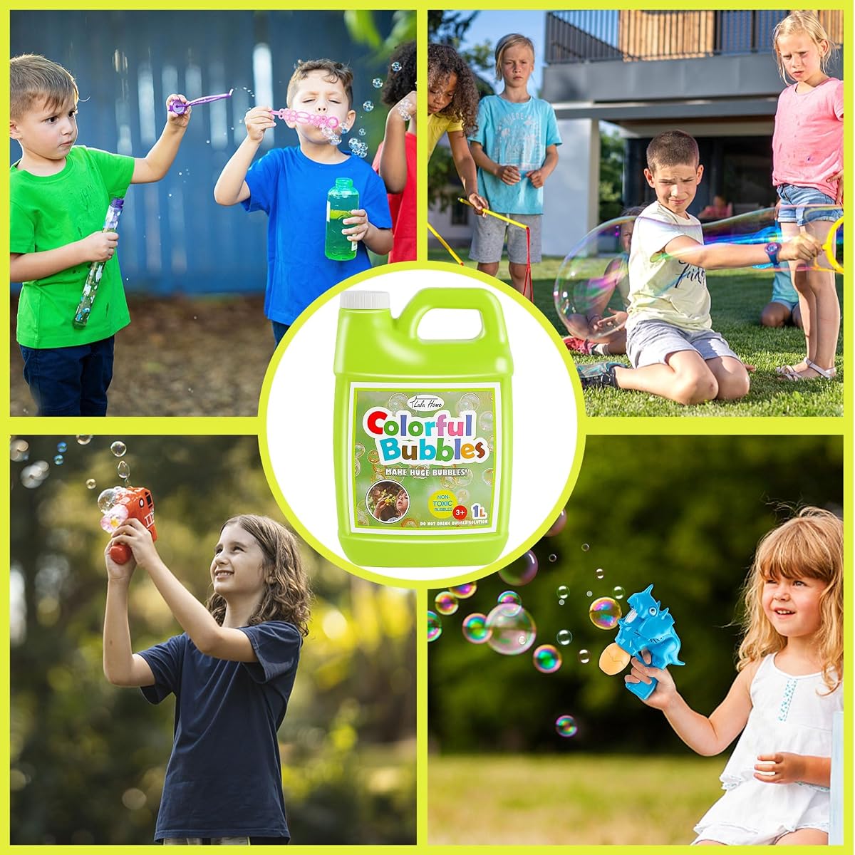 Lulu Home Concentrated Bubble Solution, 1 L/ 33.8 OZ Refill for Bubble Machines, Giant Wands, and Blowers - Up to 2.5 Gallons for Kids' Birthday Parties - imagen de detalle 6