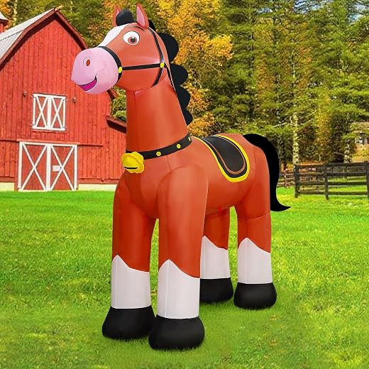 Lulu Home 6.2FT Giant Inflatable Horse, Blow Up Horse with Built-in LED Lights, Air-Blown Animal Holiday Display for Spring Summer Indoor Outdoor Yard Lawn Farm Ranch Animal Themed Party Decoration