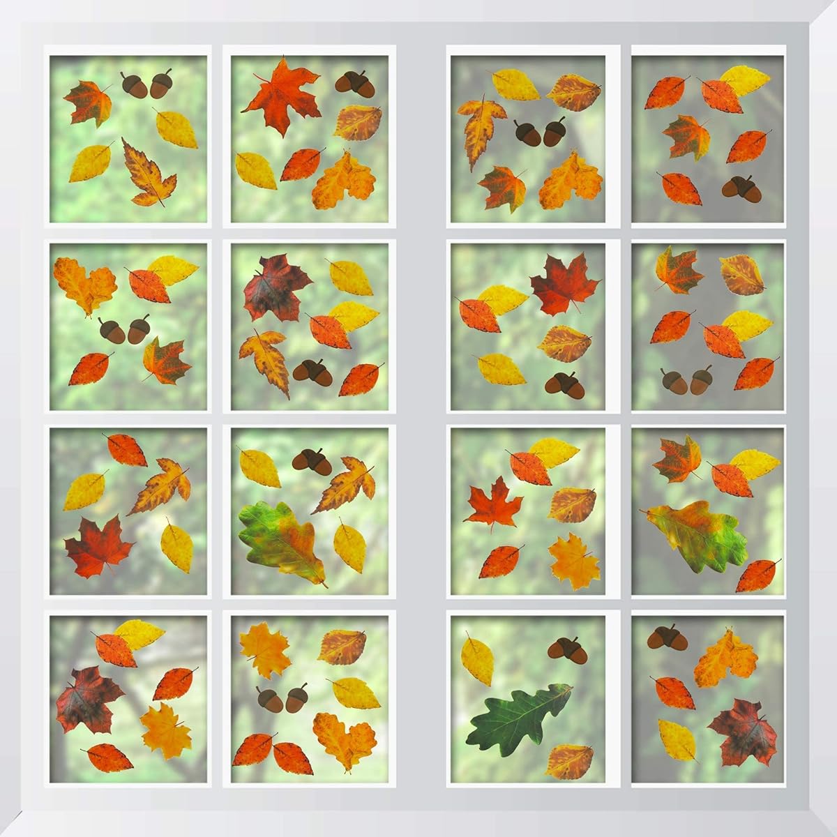 Lulu Home 180 Pieces Fall Maple Leave Window Stickers, Thanksgiving Day Window Clings Decorations Autumn Decals Shaped in Oak Leaves, Acorns Party Decor Ornaments - imagen de detalle 4