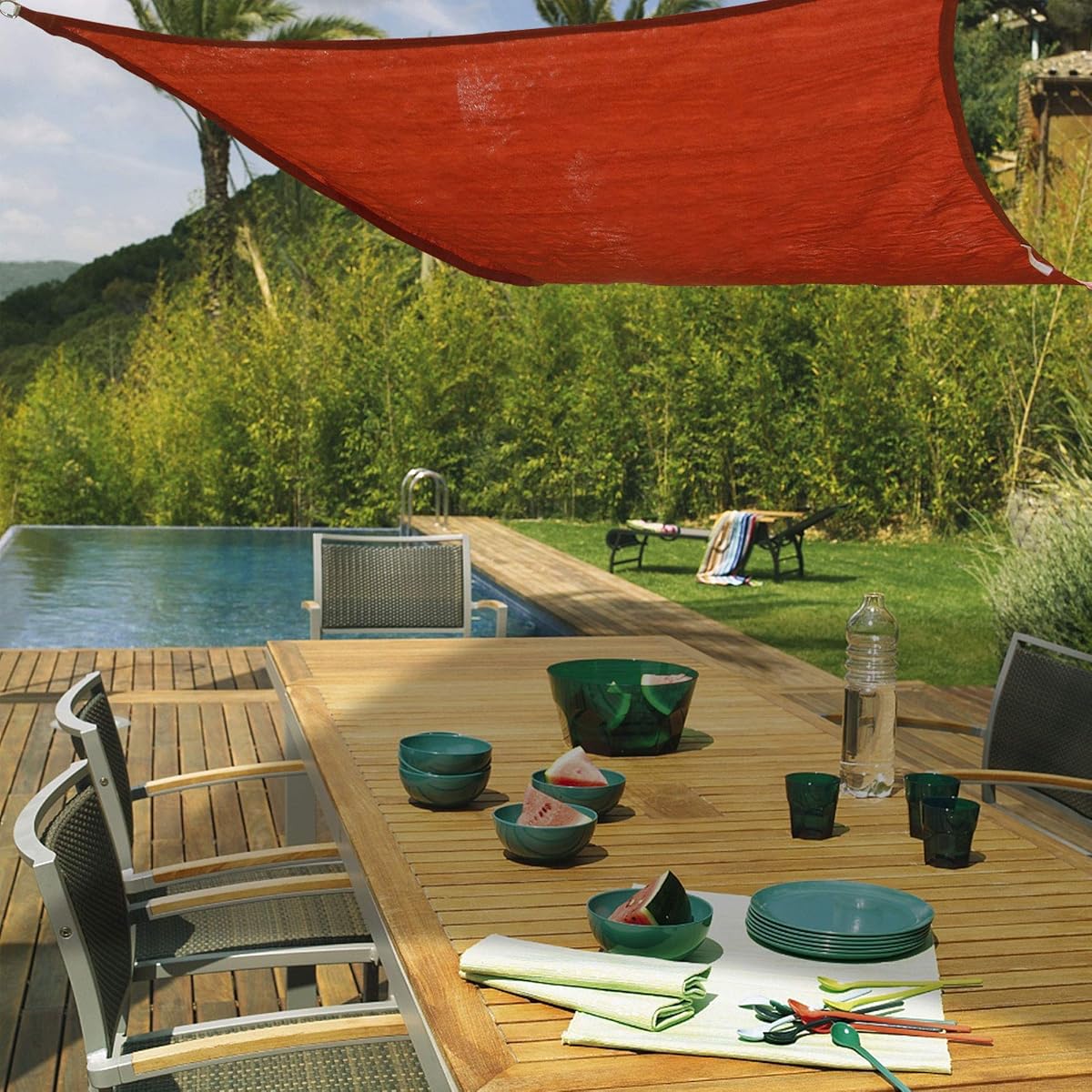 Lulu Home 10'x13' Rectangle Sun Shade Sail, UV Block Shade Sail, Outdoor Sun Shade Canopy for Patio Backyard Garden, Terra - imagem de detalhe 6