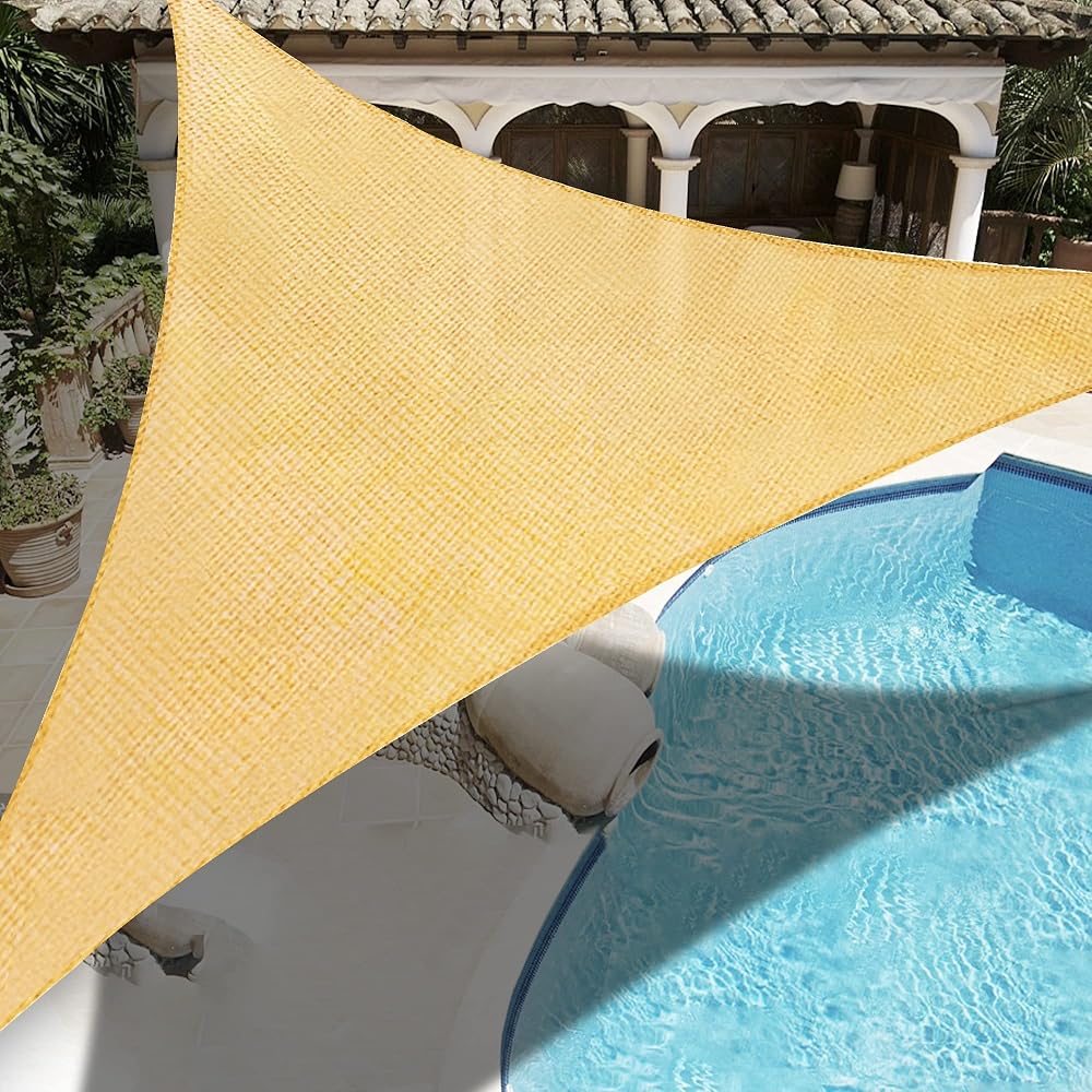 Lulu Home 8'x8'x8' Triangle Sun Shade Sail, UV Block Shade Sail, Outdoor Sun Shade Canopy for Patio Backyard Garden, Sand