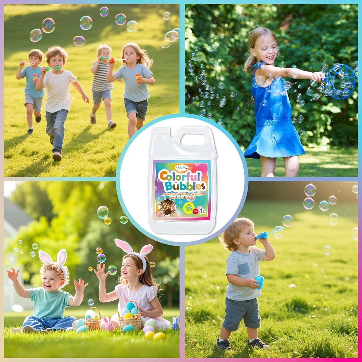 Lulu Home Concentrated Bubble Solution, 1 L/ 33.8 OZ Refill for Bubble Machines, Giant Wands, and Blowers - Up to 2.5 Gallons for Kids' Birthday Parties - imagen de detalle 5