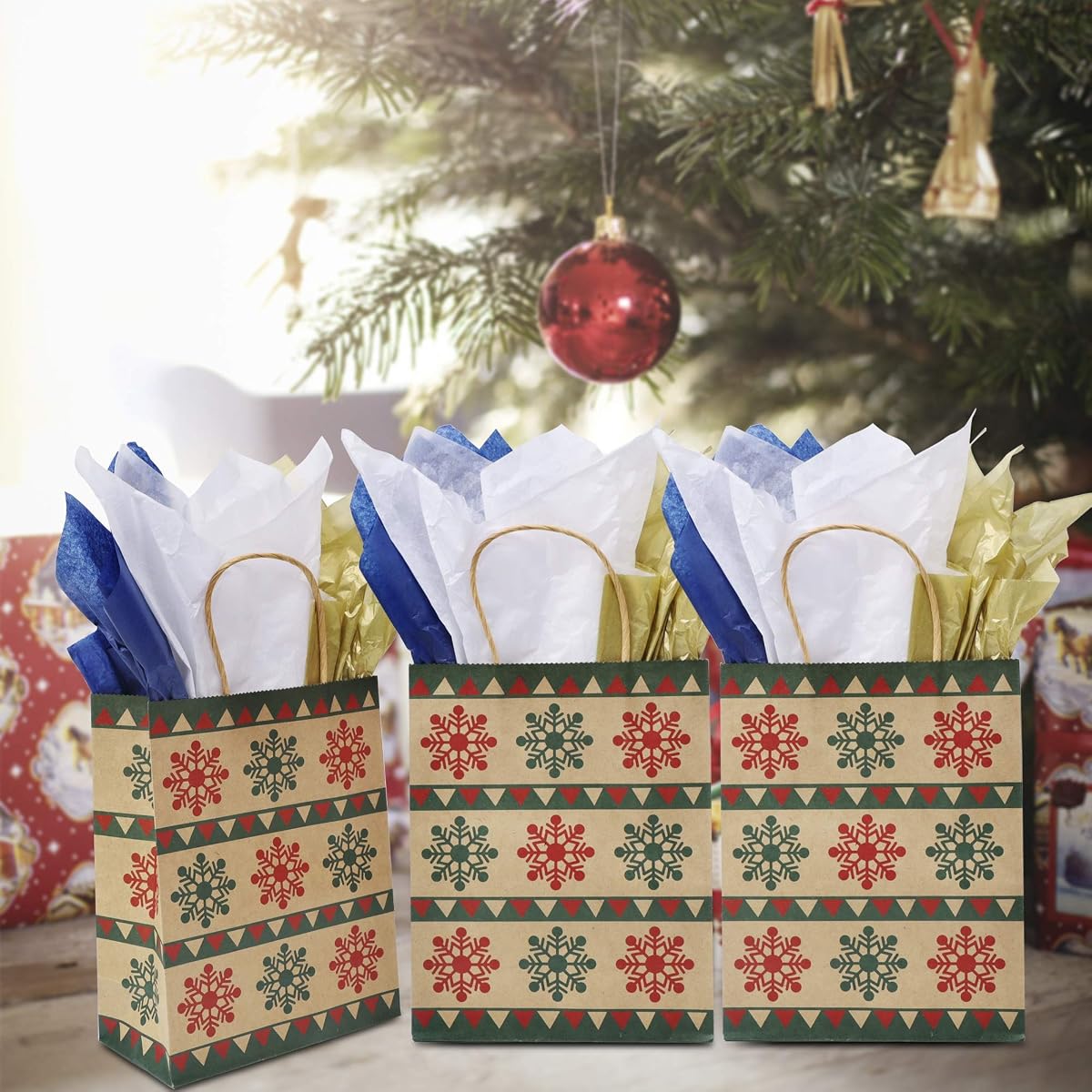 Lulu Home Christmas Tissue Paper Assortment, 180 Sheets Assorted Colors(White, Blue, Golden) Premium Quality Tissue Paper, Paper Bundle for Gift Wrap, Gift Wrapping Paper Crafts - imagen de detalle 5