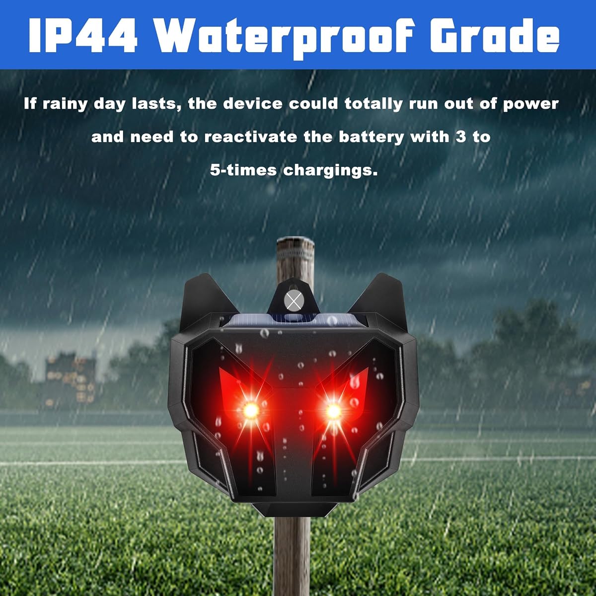 Lulu Home 4 Packs Solar Animal Repeller, Nocturnal Predator Deterrents with Red LED Flashing Lights Drive Away Raccoons, Deer, Skunks, Coyotes, Birds, Foxes from Chicken Coop Yard Farm - imagem de detalhe 5