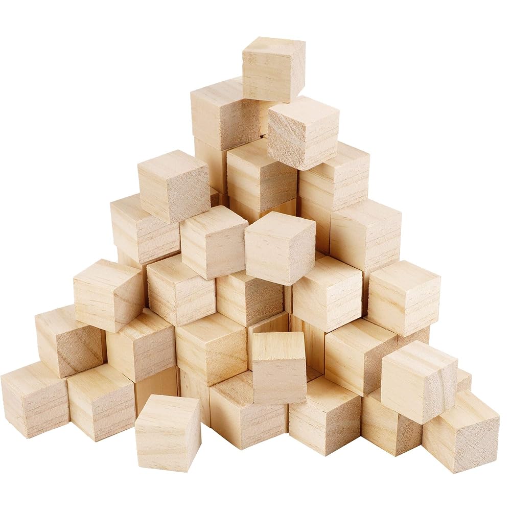 Lulu Home Wooden Cubes, 100 PCS 1" Unfinished Hardwood Blocks, Small Wooden Square Blocks for Crafts, Alphabet Blocks, Number Cubes or Puzzles Making