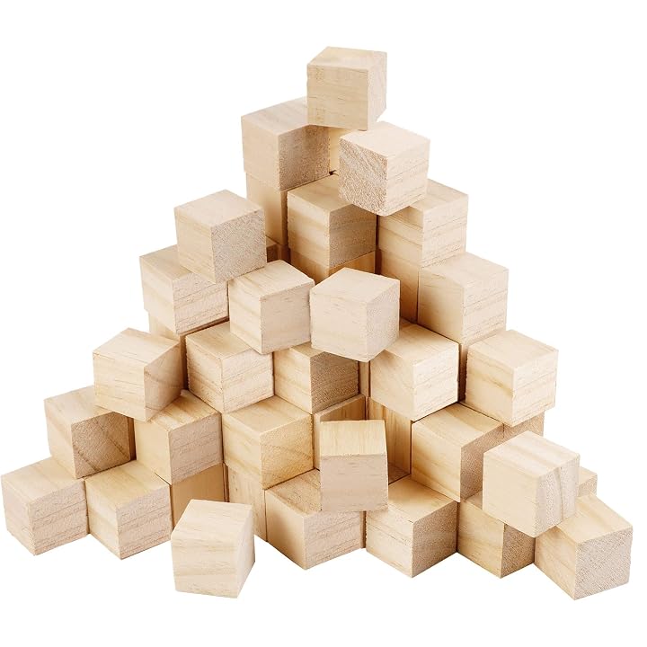 Lulu Home Wooden Cubes, 100 PCS 1" Unfinished Hardwood Blocks, Small Wooden Square Blocks for Crafts, Alphabet Blocks, Number Cubes or Puzzles Making